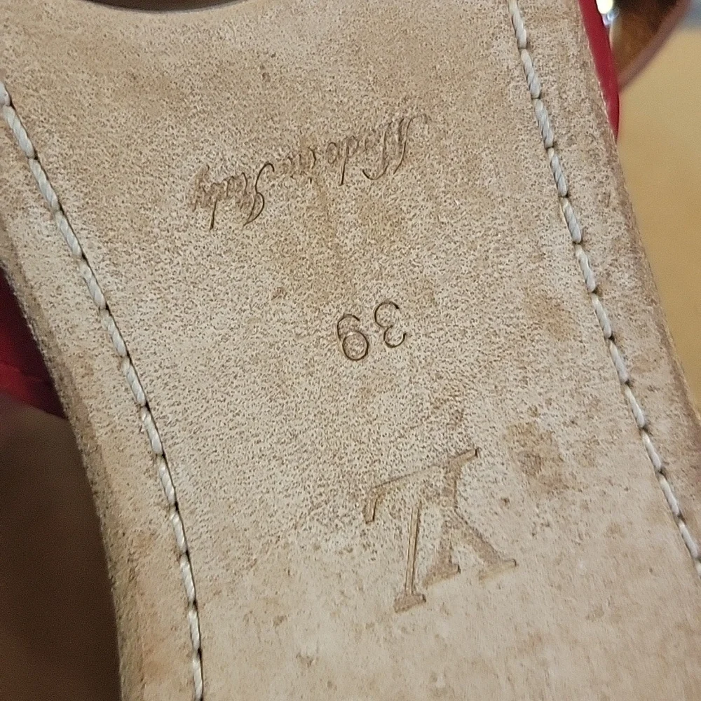 Louis Vuitton Red and Tan Leather Sandals - Picture 9 of 15